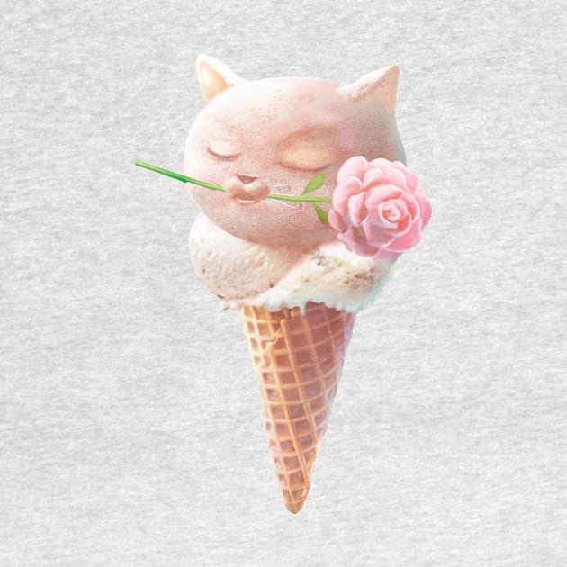 Summer Rose Cat Ice Cream Cone by zkozkohi